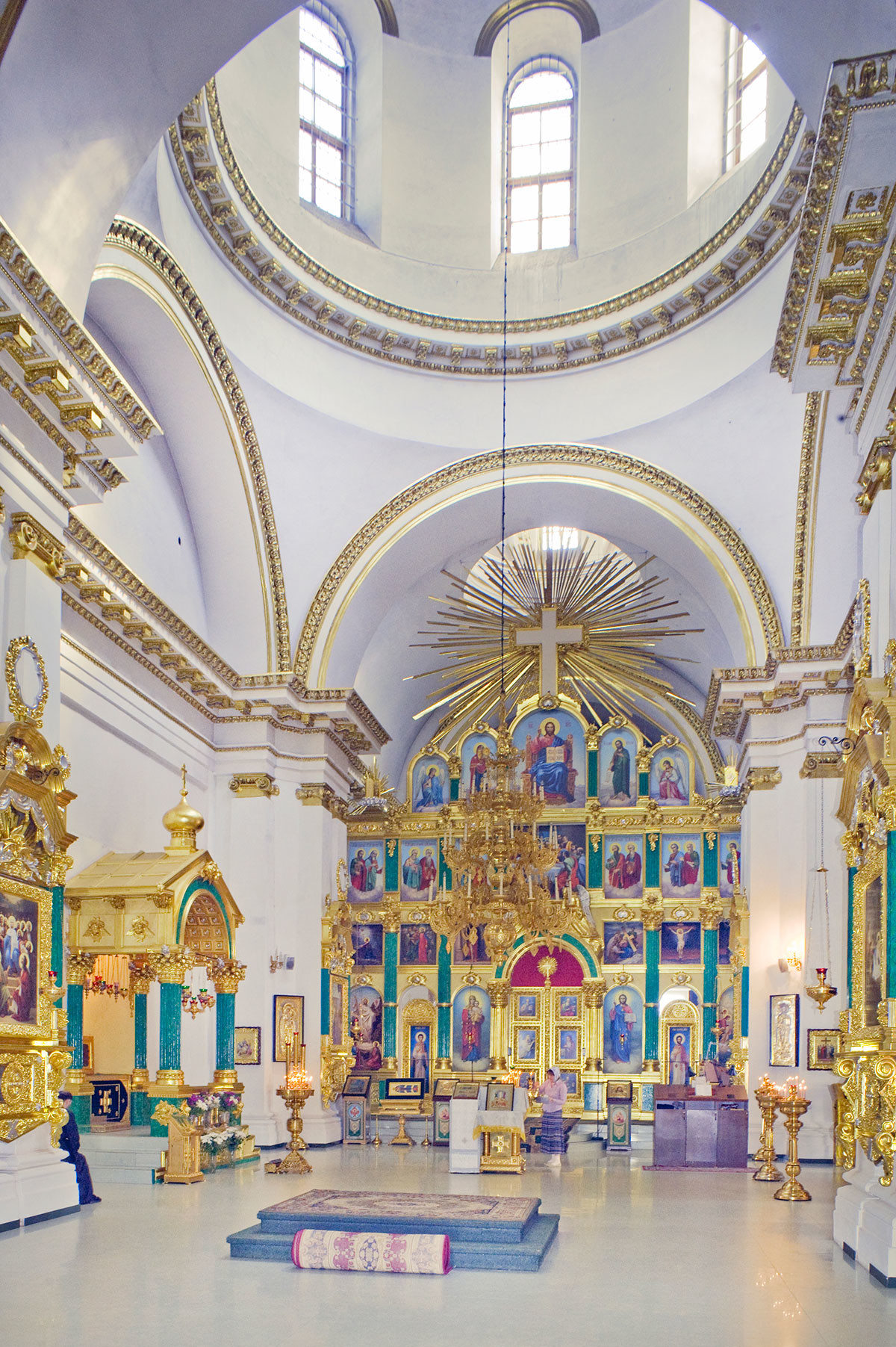 Epiphany Cathedral. Interior, view east toward main dome & icon screen. August 23, 2016.
