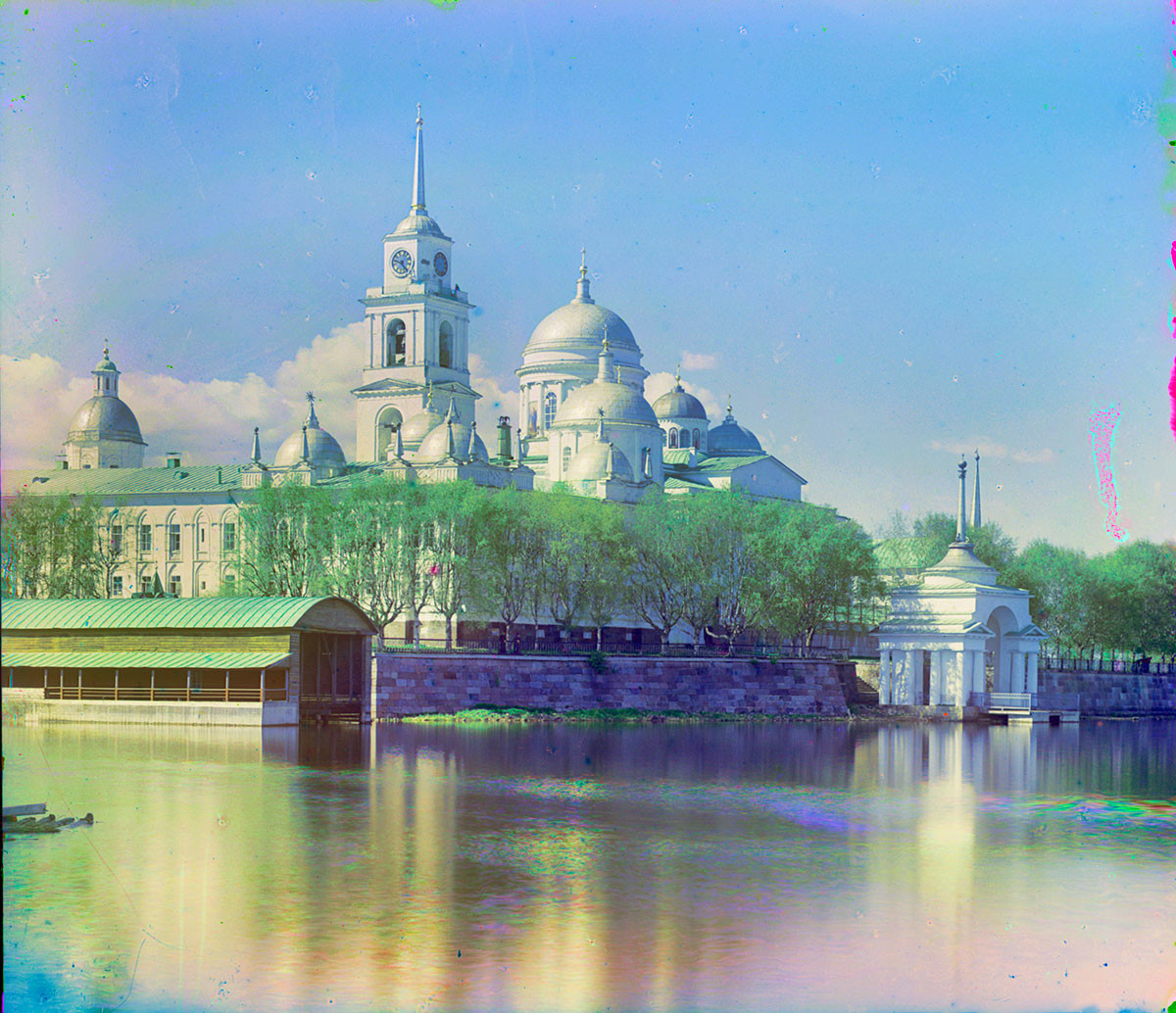 St. Nilus Stolobensky Monastery. Southeast view from east cape of Stolobny Island. Summer 1910.