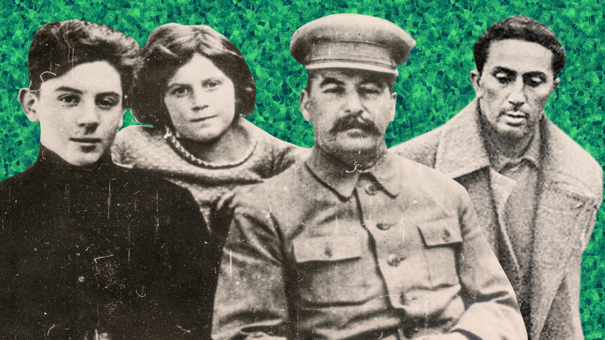 Joseph Stalin and his children, pictured L-R: Vasily, Svetlana, Yakov