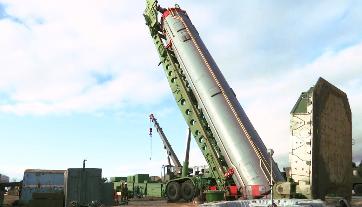 Medcelinska balistična raketa straškega sistema Avangard med spuščanjem v lansirni silos. Orenburška regija