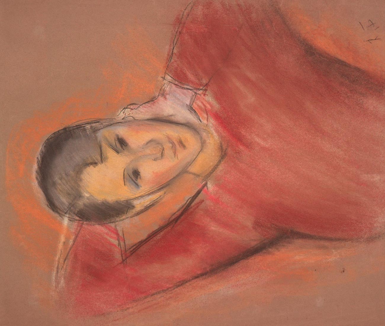 Portrait de femme en pull rouge. Paris. Années 1930