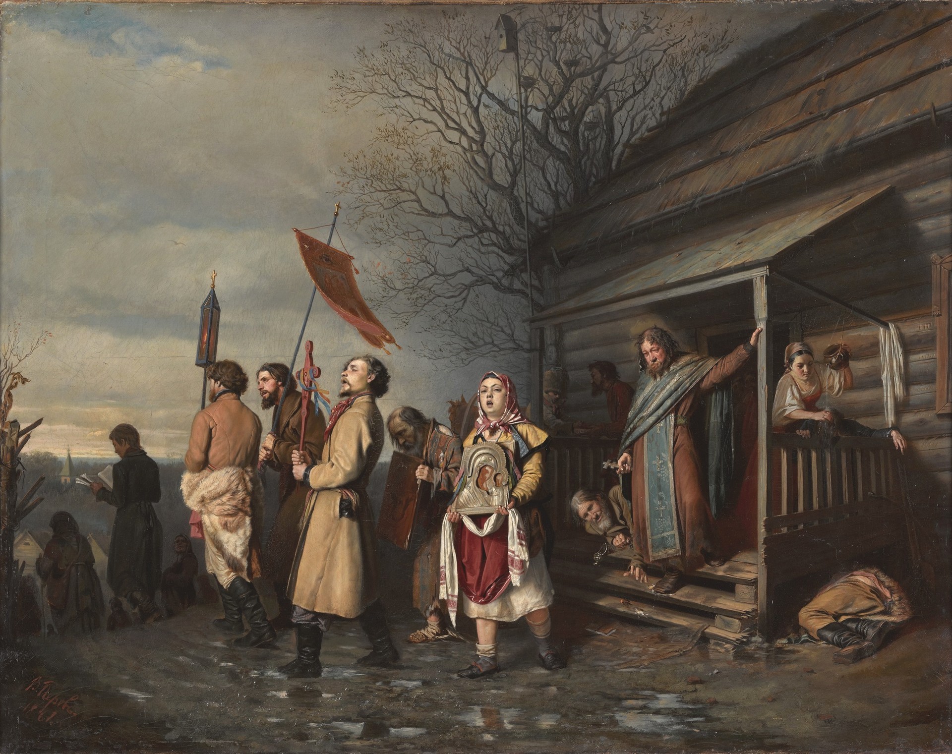 Василий Перов. Сельский крестный ход на Пасхе, 1861 