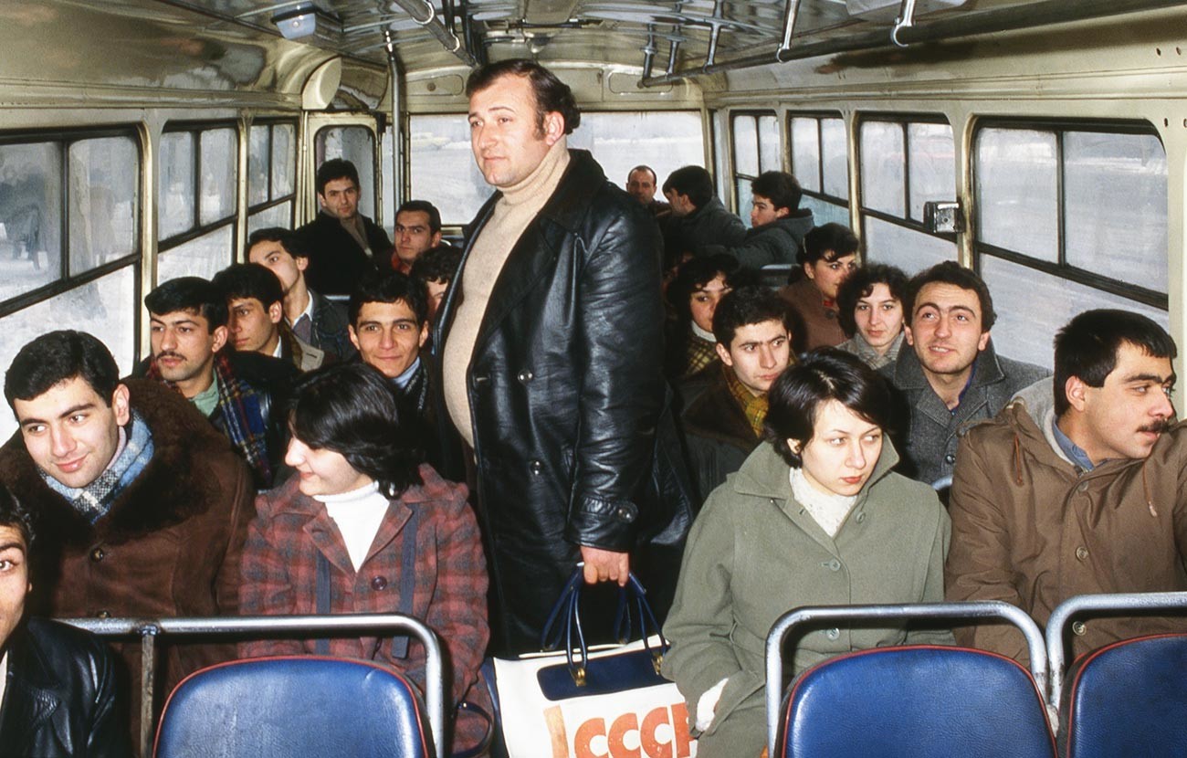 Shavarsh Karapetyan pictured on a bus on route to work, 1983