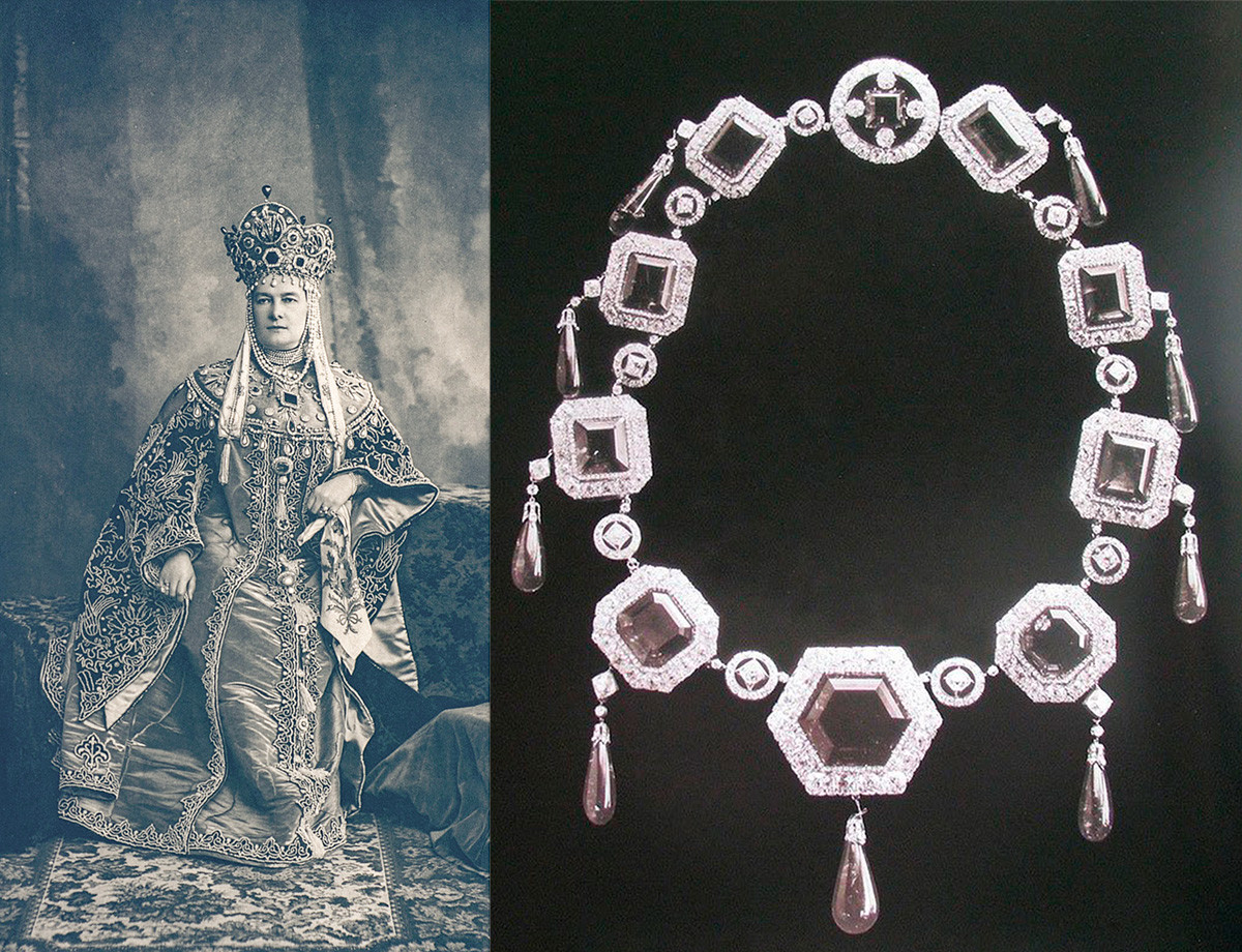 Maria Pavlovna during the 1903 ball and her emeralds.