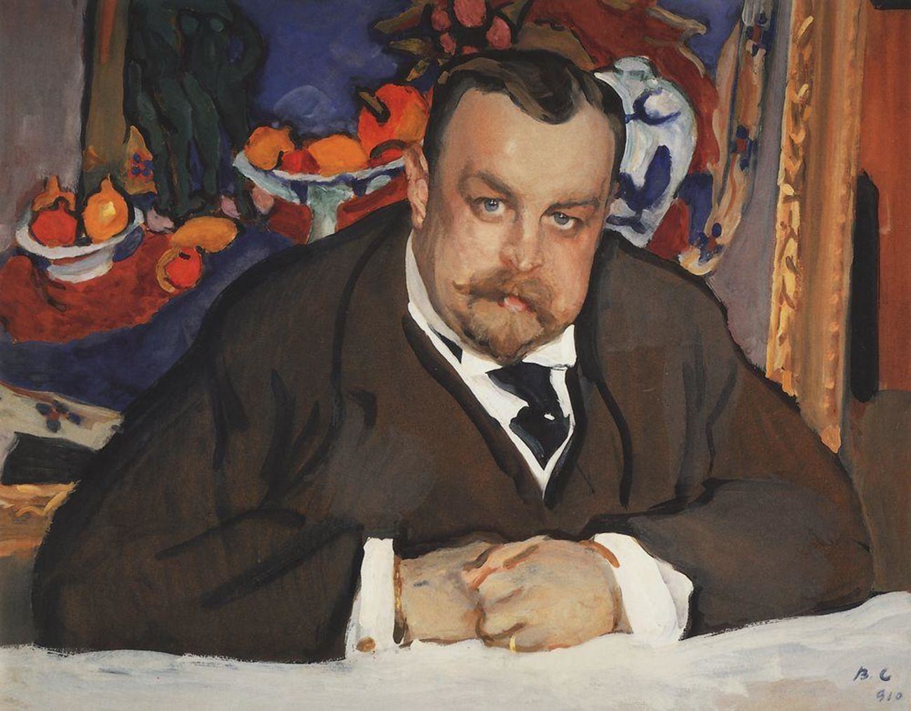 Valentín Seróv. Retrato de Ivan Morôzov (apresentando “Frutas e bronze”, de Henri Matisse).