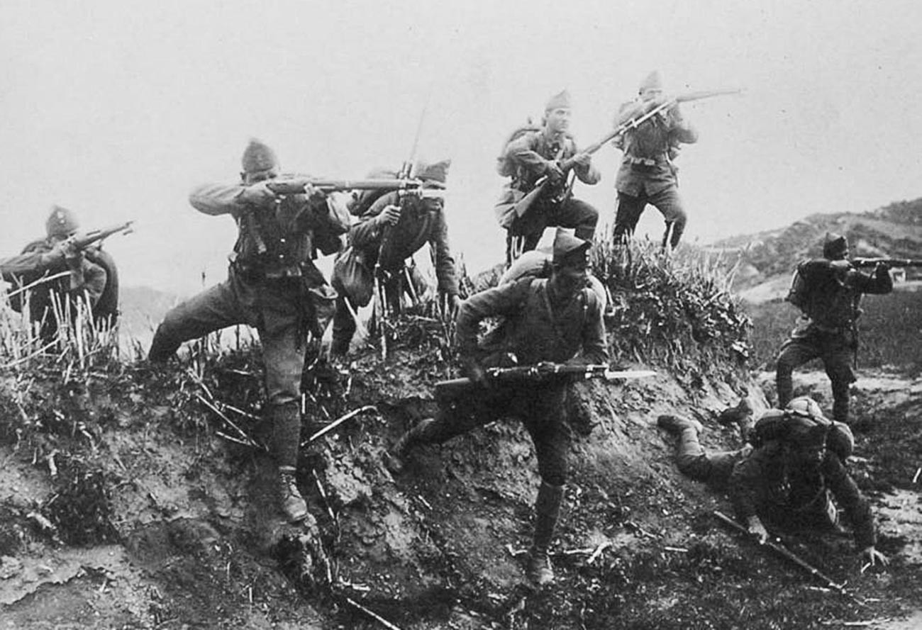 Грчка пешадија јуриша на реци Ермос у Грчко-турском рату (1919-1922). 