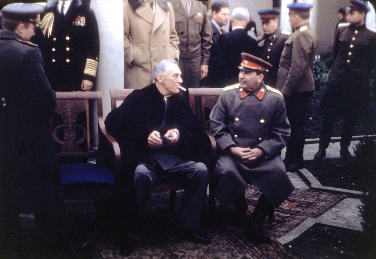 Yalta Conference (Crimea). Roosevelt and Stalin, February 1945, U.S.S.R.