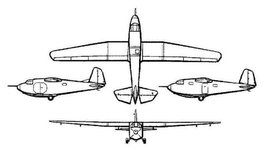 Технички цртеж једрилице Г-11