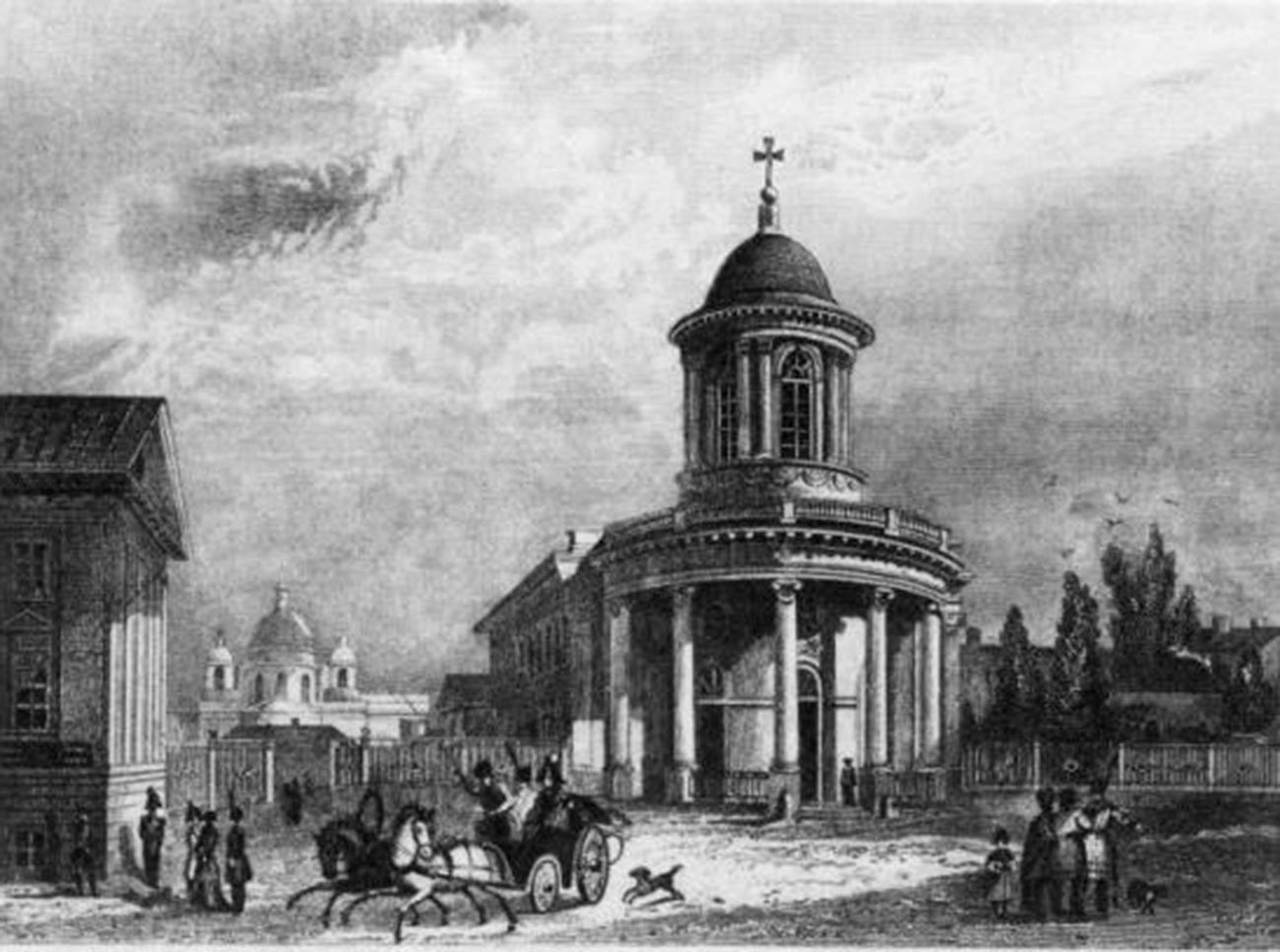 Церковь Св. Анны. Гравюра Гоберта с рисунка А. М. Горностаева, 1834 г. 