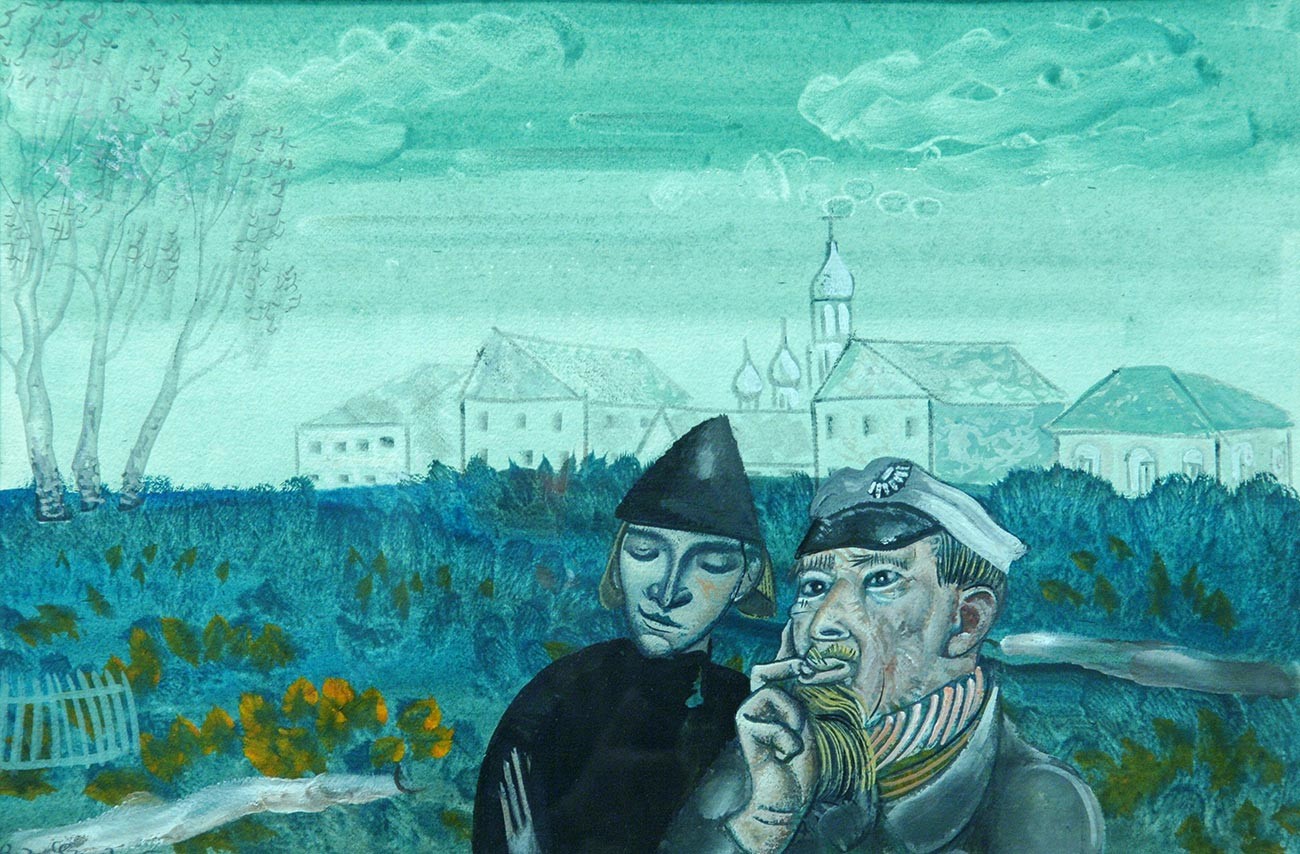 『カラマーゾフの兄弟』のイラストレーション。ボリス・グリゴリエフ画