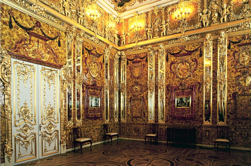Cámara de Ámbar, palacio de Catalina, Tsárkoye Seló, cerca de San Petersburgo.

