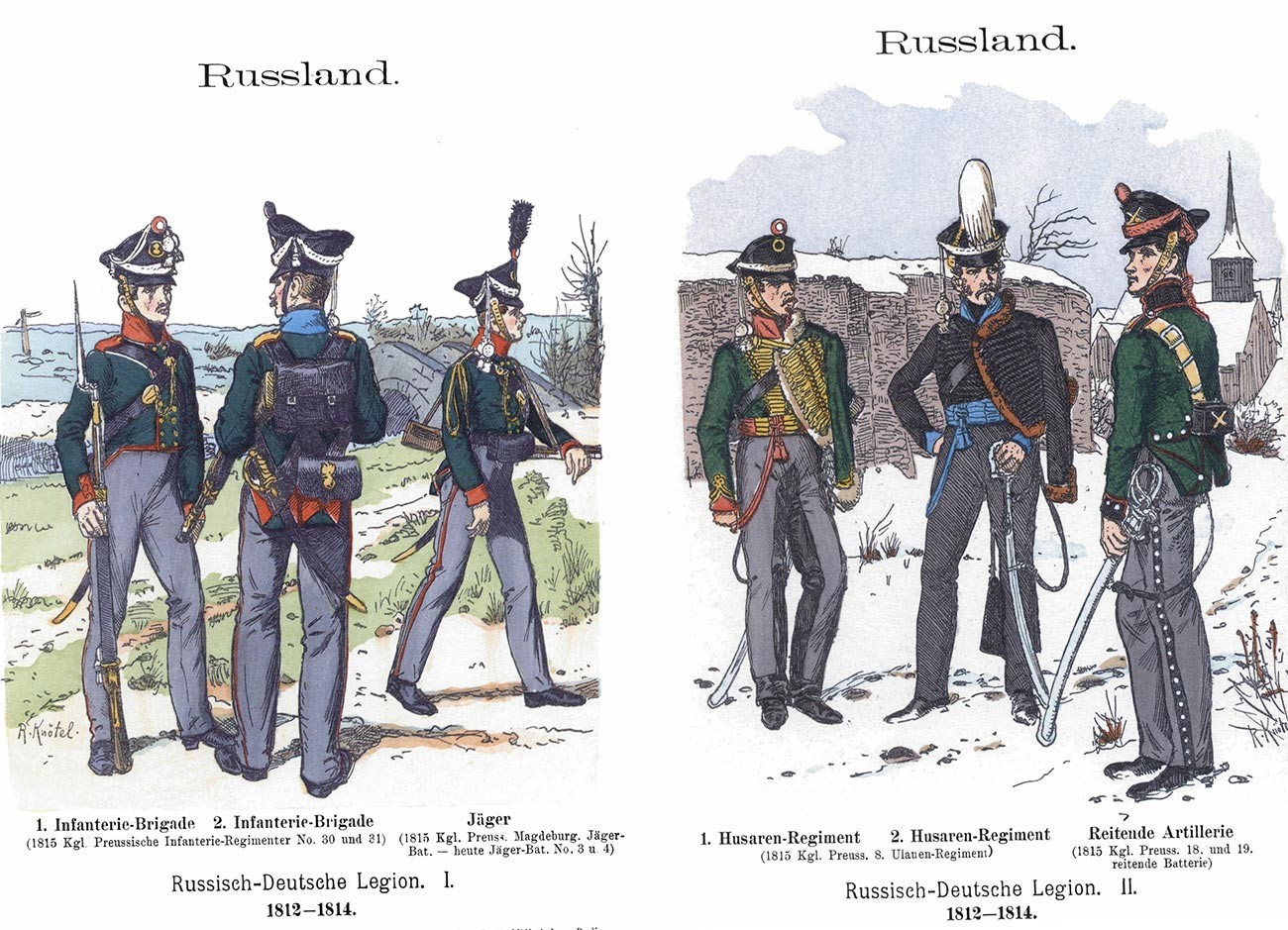 Rusko-nemška legija 1812-1814. Pehotna brigada in strelec (Jäger); 2. huzarski polk, konjeniška artilerija