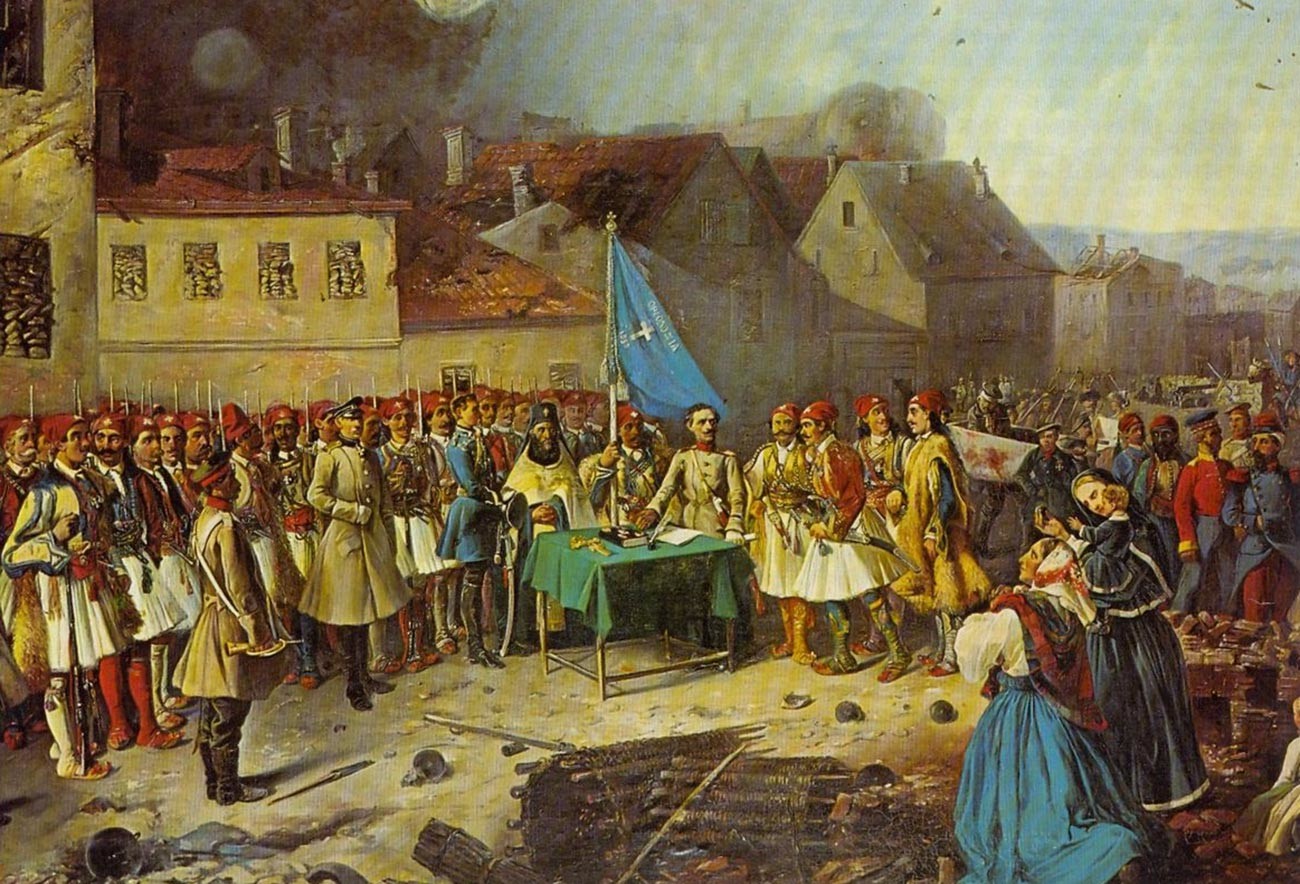 Grški prostovoljci pod poveljstvom Panosa Koroneosa v Sevastopolju med krimsko vojno