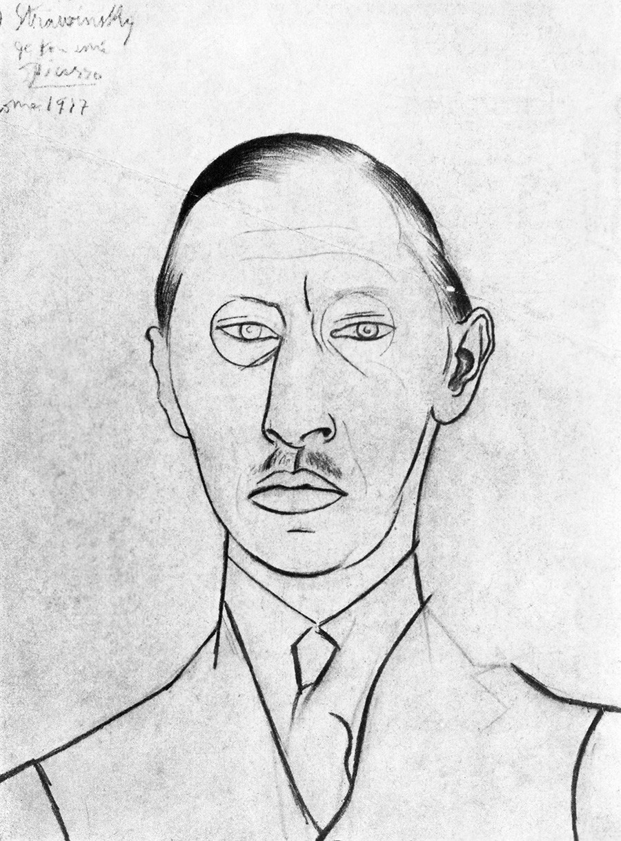 Sketch of Famous Composer Igor Stravinsky by Pablo Picasso.