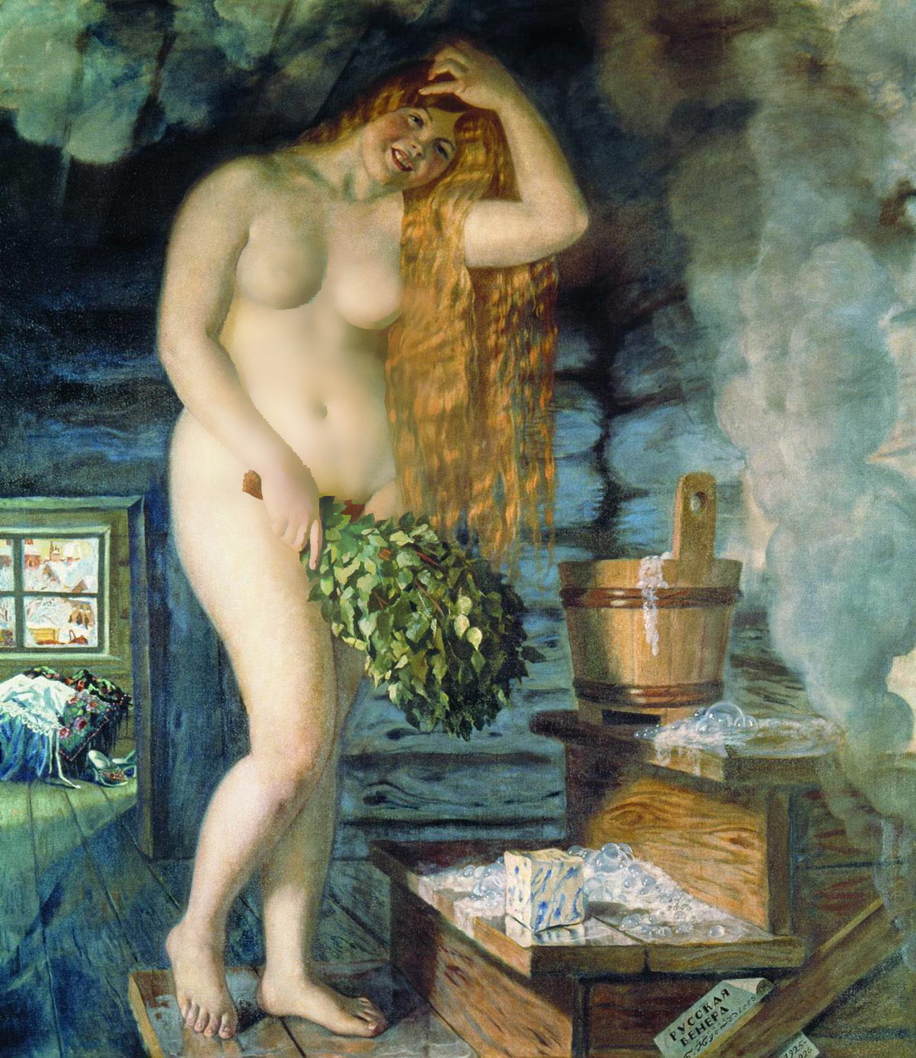 Lukisan 'Russkaya Venera' (Venus Rusia), karya seniman Rusia Boris Kustodiev, yang dilukis pada 1925—1926.