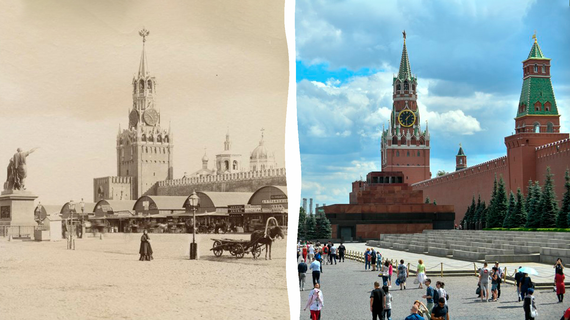 La Piazza Rossa di Mosca alla fine del XIX secolo e oggi