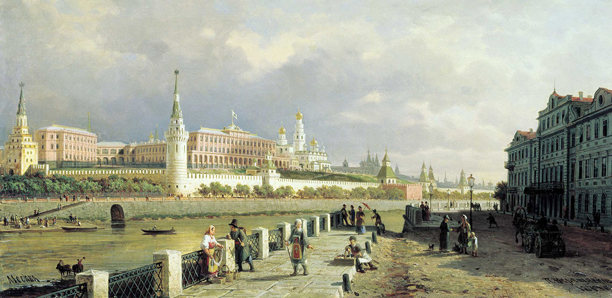 ワシーリー・ヴェレシャーギン、モスクワ・クレムリンの景色、1879年