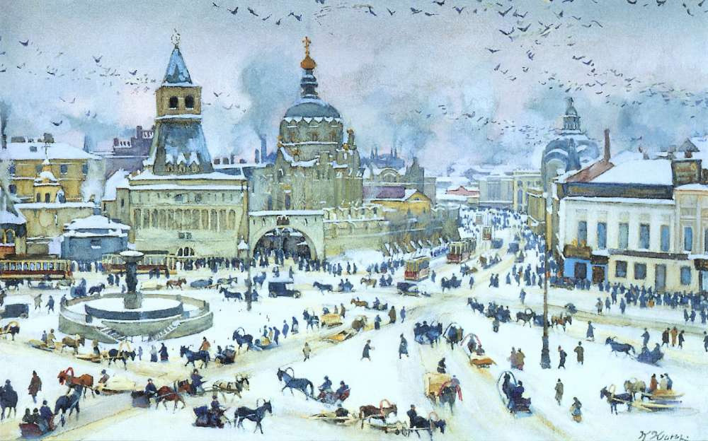 コンスタンチン・ユオン、冬のルビャンカ広場、1905年