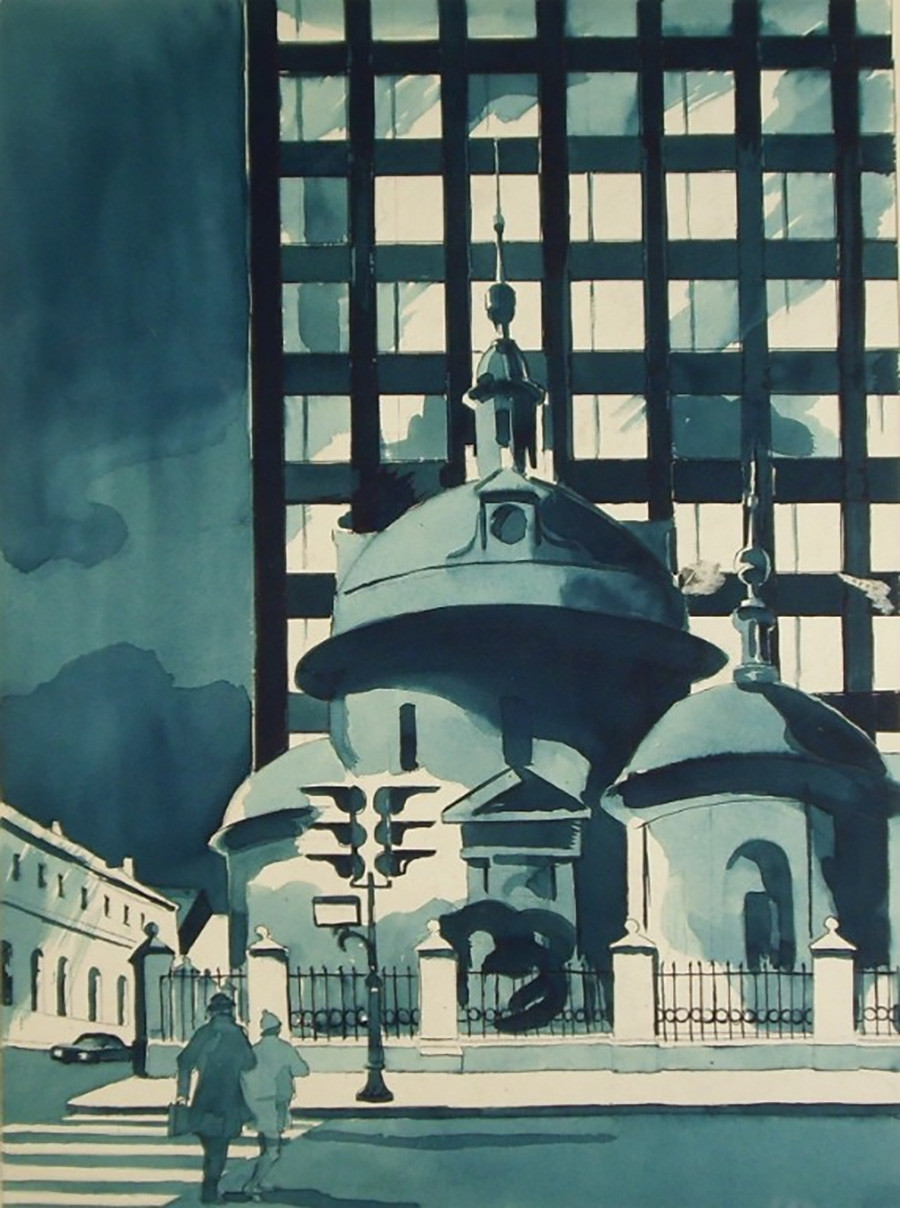 オシプ・アフシヤン、マロセイカ通りとスタロサツキー通りの角、1977年