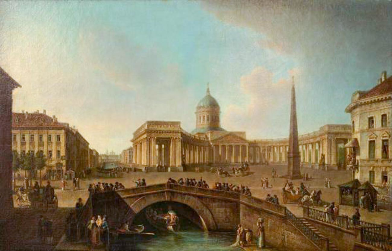 ペテルブルクのカザン聖堂の景色、19世紀初頭