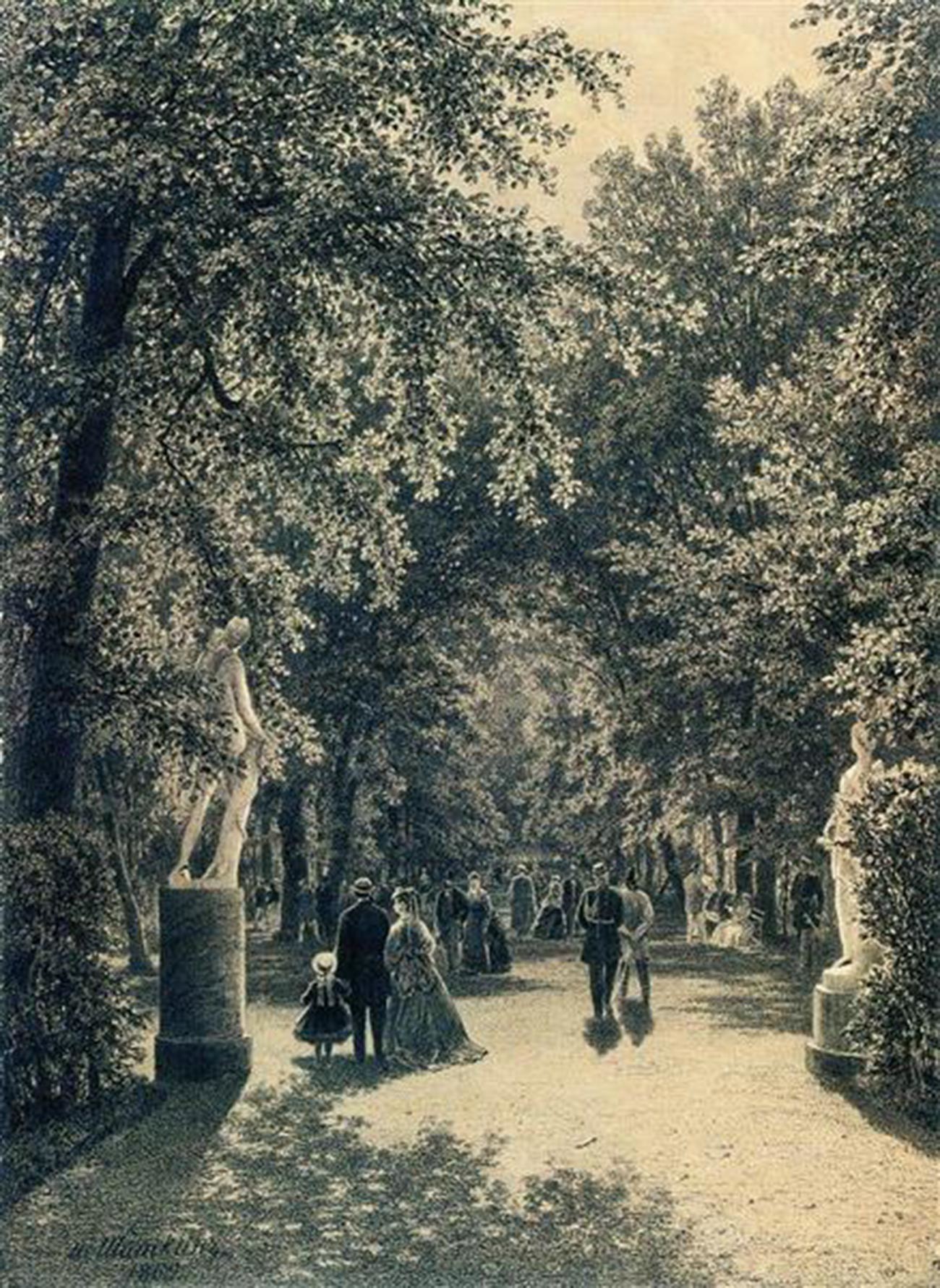 ペテルブルクの夏の庭園の並木道、1869年