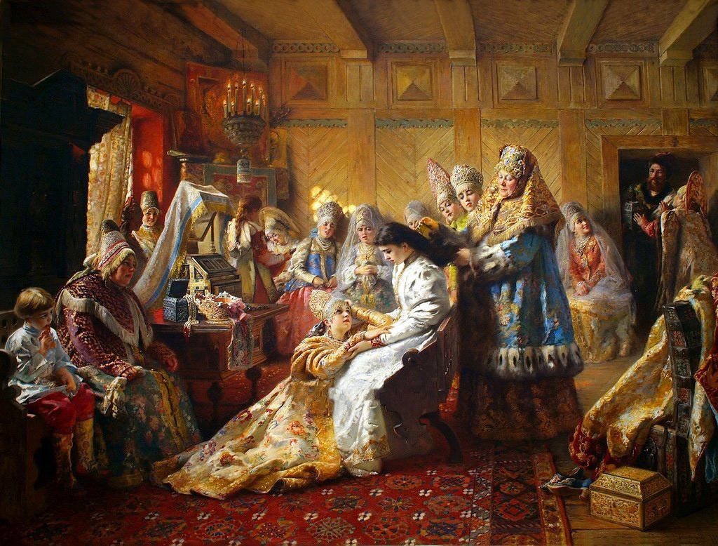 “Busana Pengantin” oleh Konstantin Makovsky, 1890