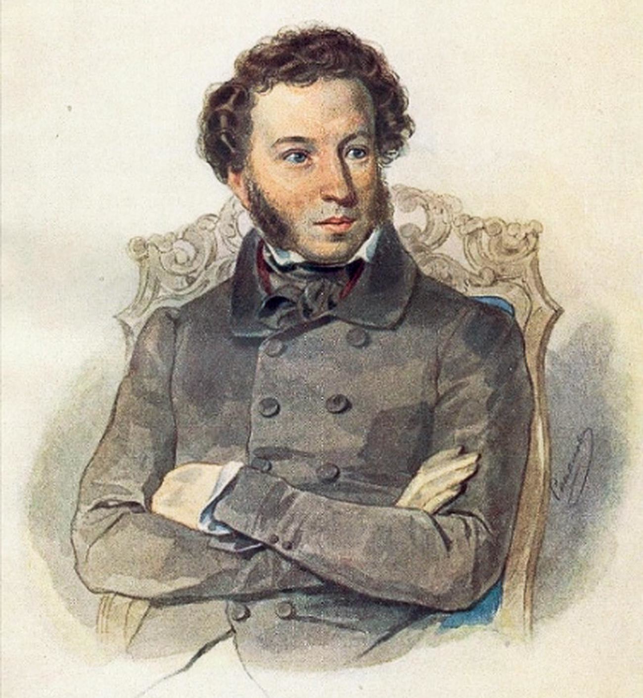 Portrait of Alexander Pushkin, by Pyotr Sokolov, 1836.