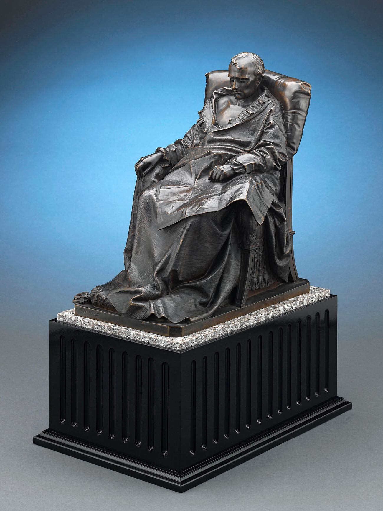 Last Days of Napoleon by Vincenzo Vela. Circa 1867. Bronze on marble and wood base.