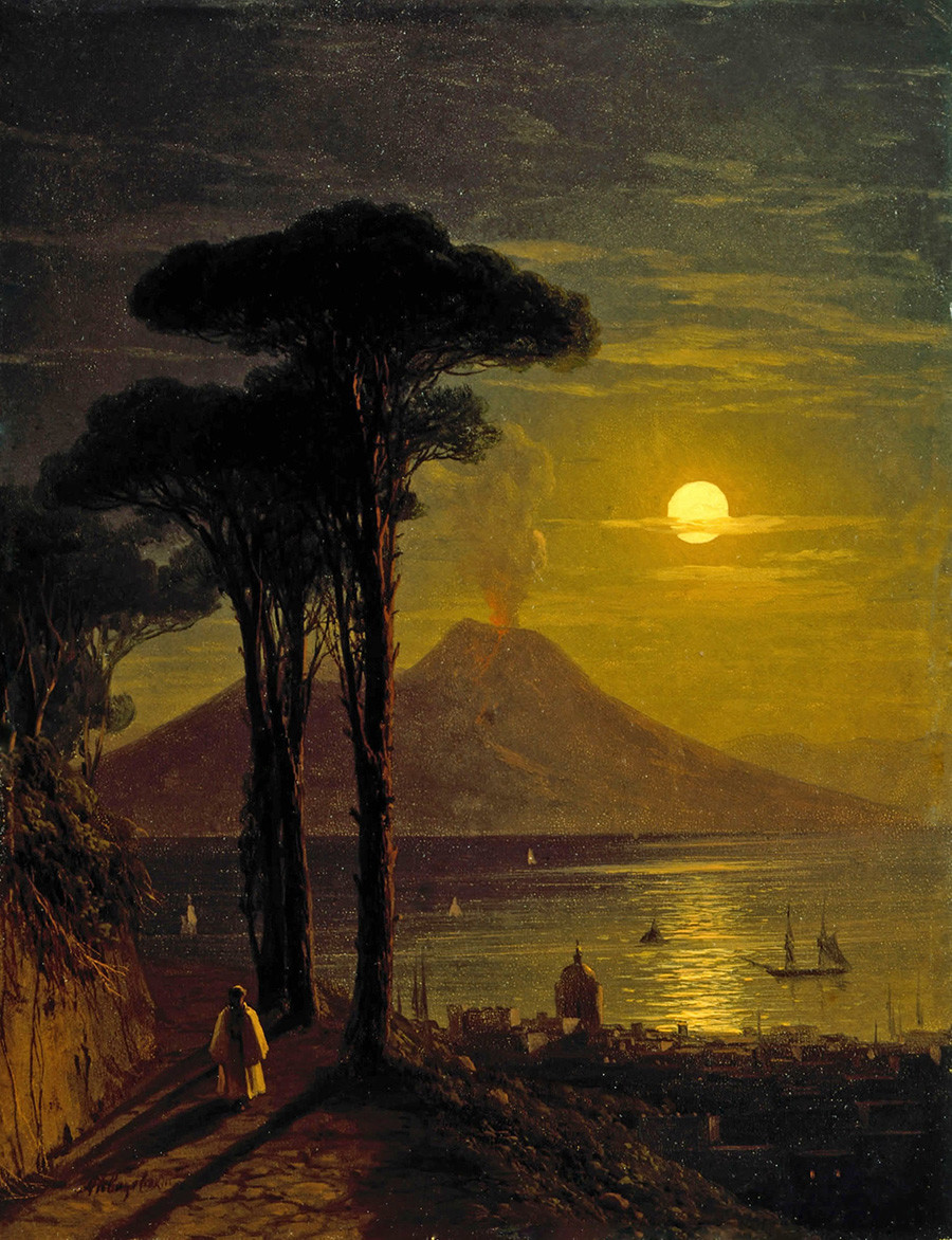 月夜のナポリ湾、1840年代