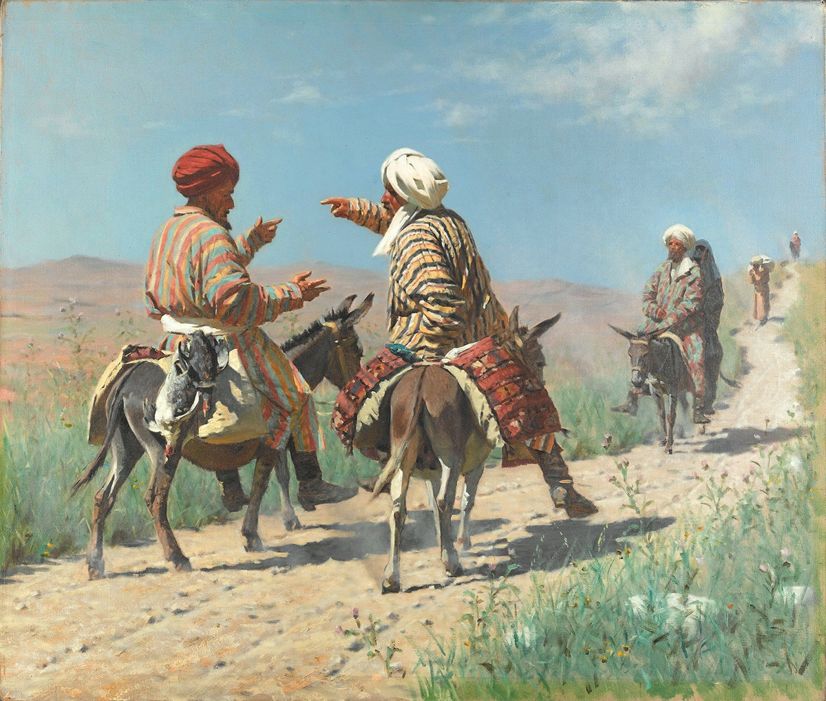 バザールへの道で喧嘩するムッラー・ラヒムとムッラー・ケリム、1873年