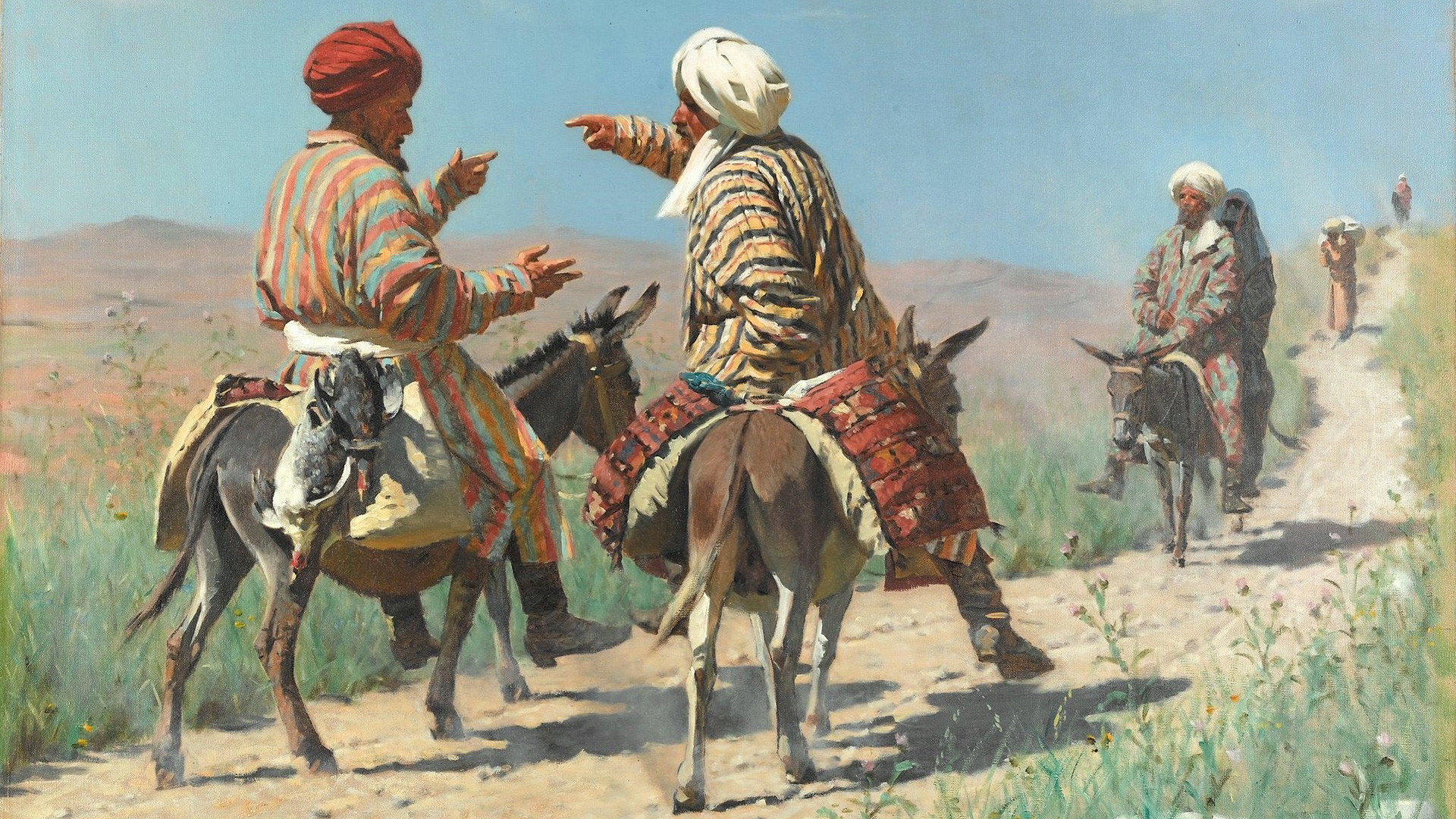 Мула Рахим и мула Керим се свађају на путу до тржнице, 1873, В. Верешчагин.