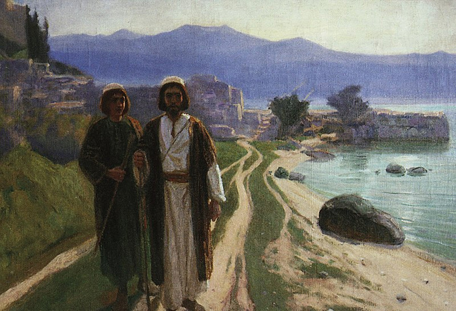 Ils décident d'aller à Jérusalem, 1890. Série consacrée à la vie du Christ
