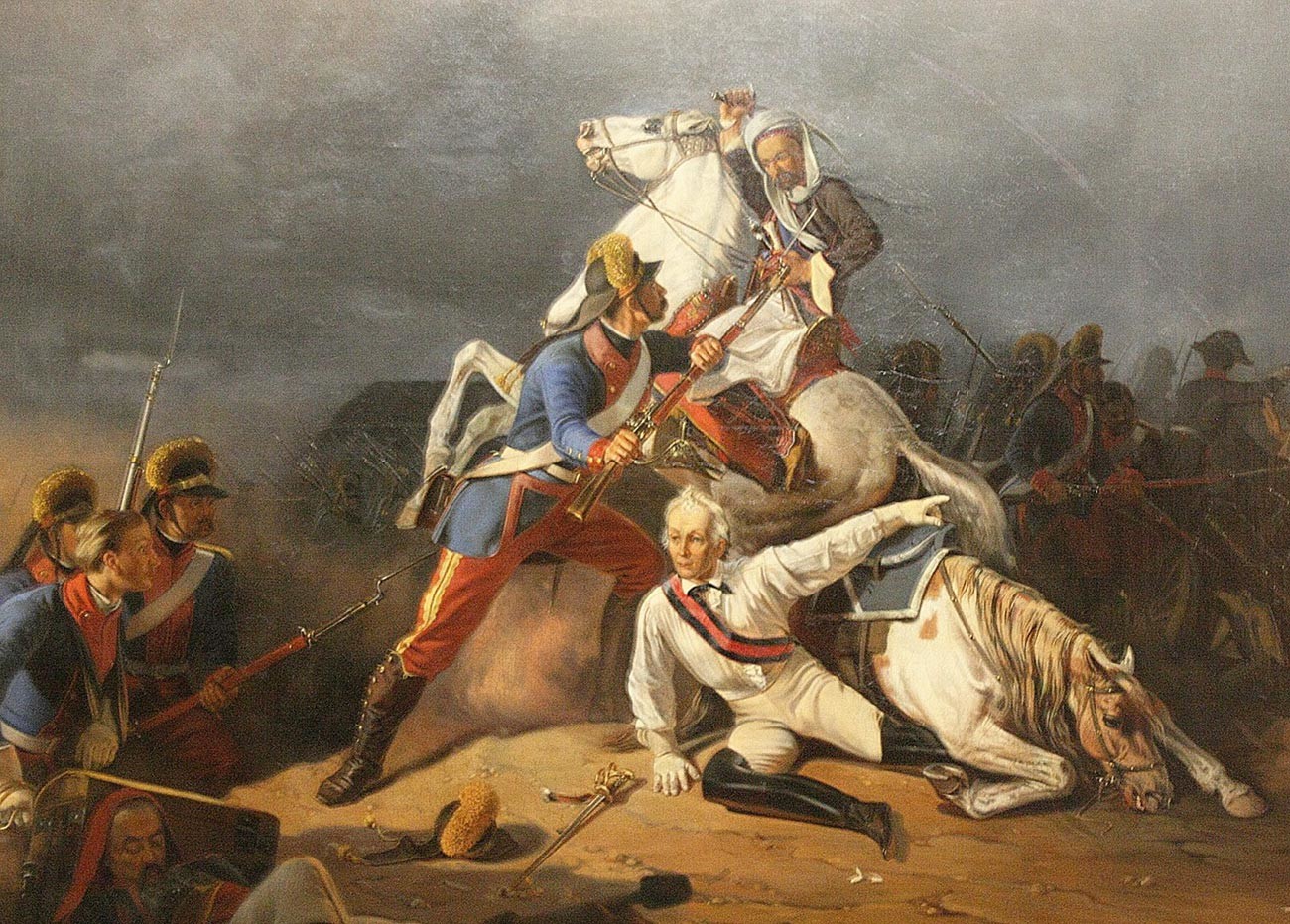 Grenadier Novikov rescues Suvorov in the battle on the Kinburn spit.
