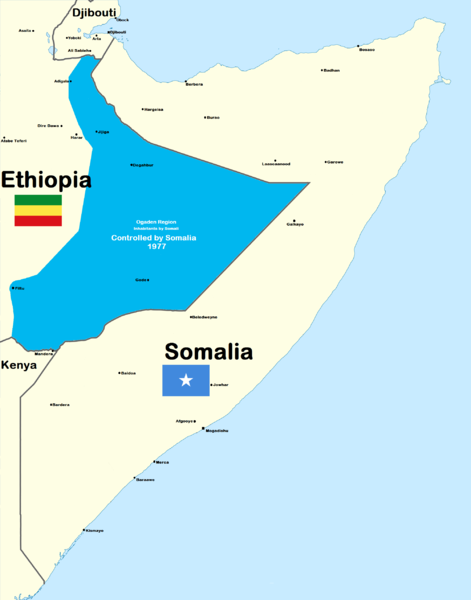Mapa de la guerra etíope-somalí 1977
