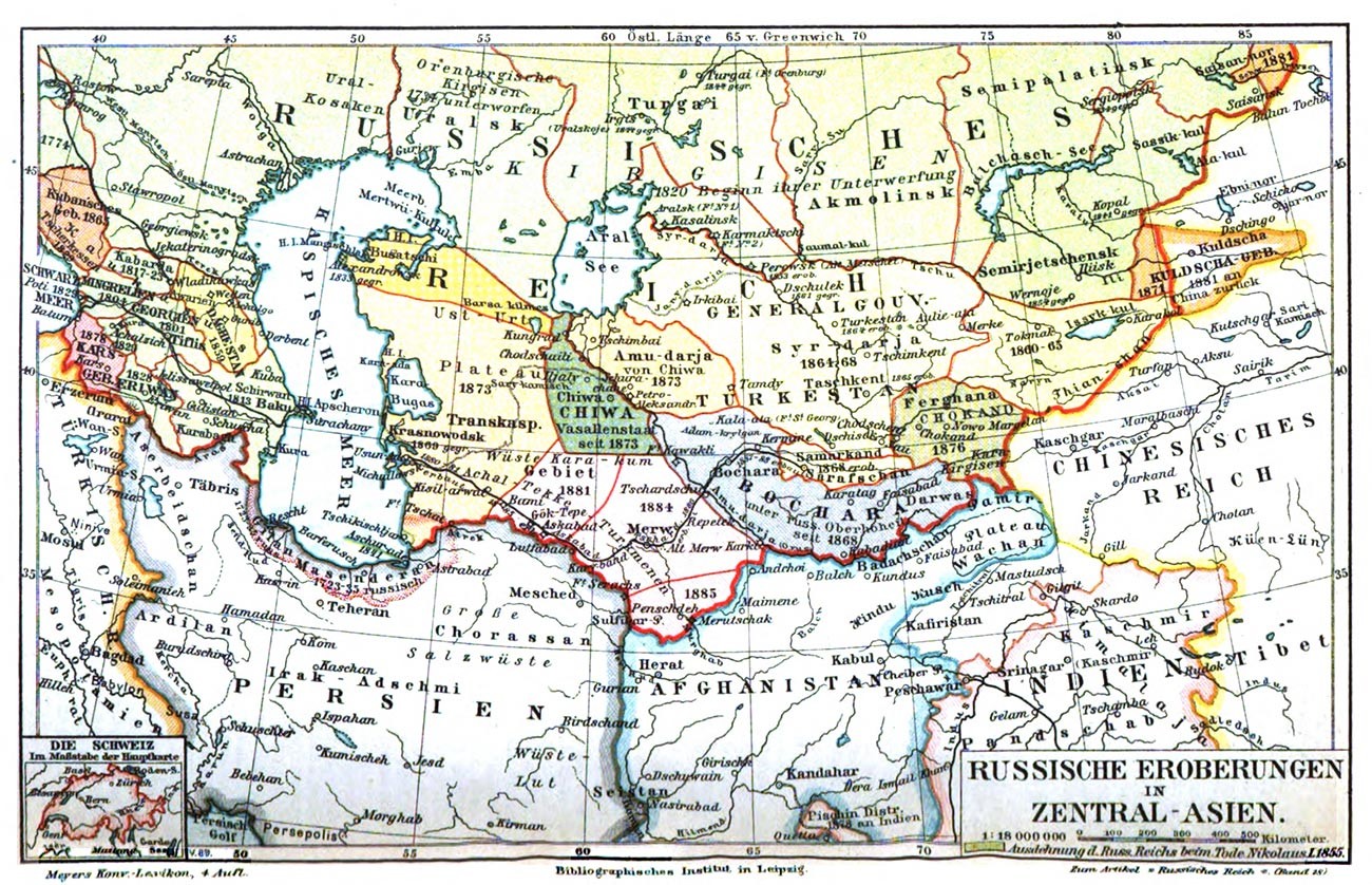 Asie centrale. Carte de 1885.