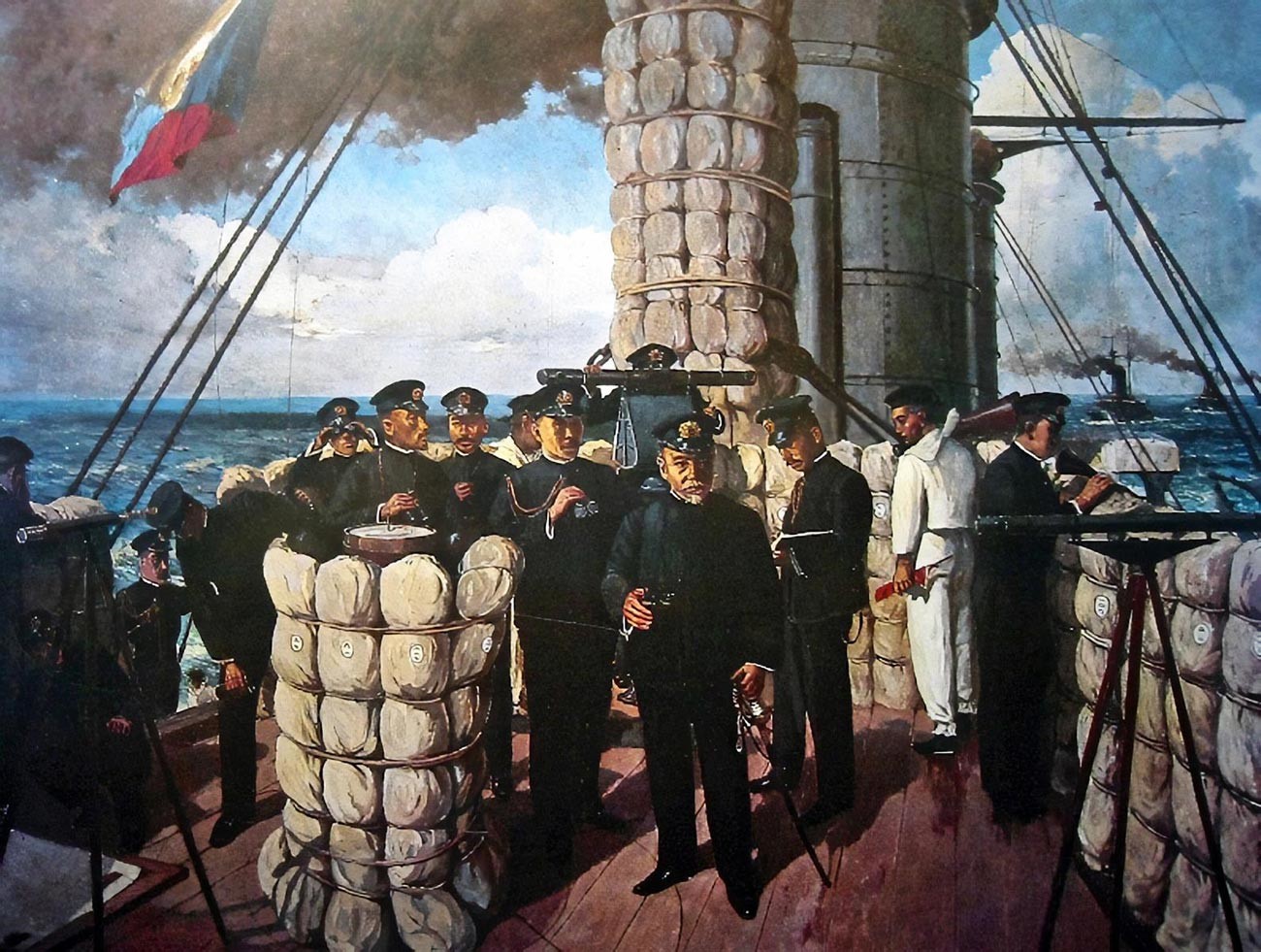 L'amiral Togo Heihachiro à bord du cuirassé Mikasa