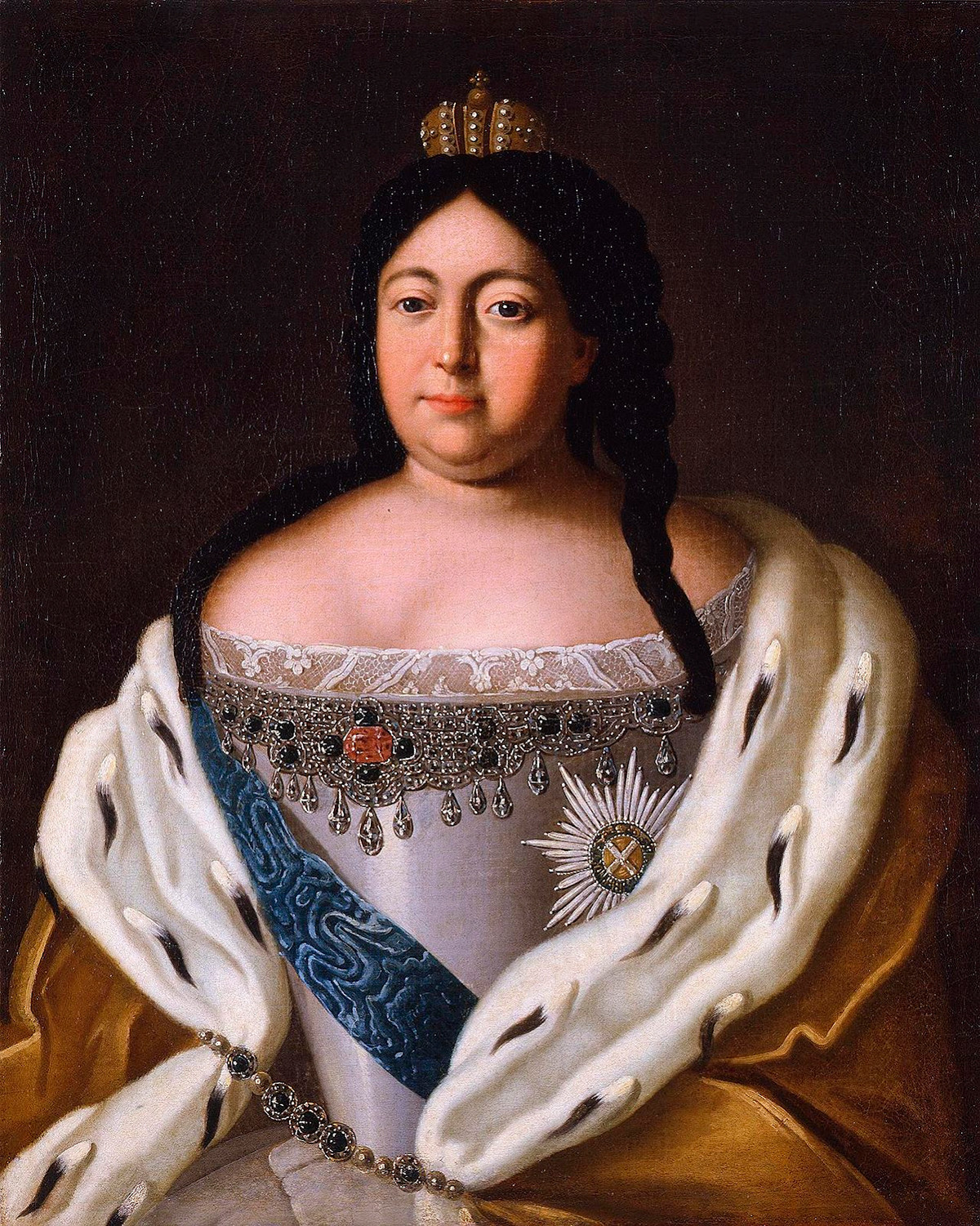 Retrato de Anna Ivanovna feito por pintor desconhecido (1670-1917).