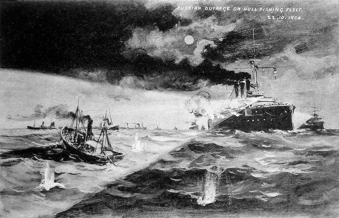 Armada Rusia menyerang kapal pukat nelayan Inggris.
