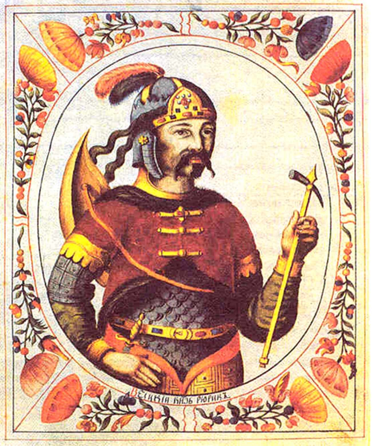 Rurik, miniatura del Libro Titular del Zar, siglo XVII.