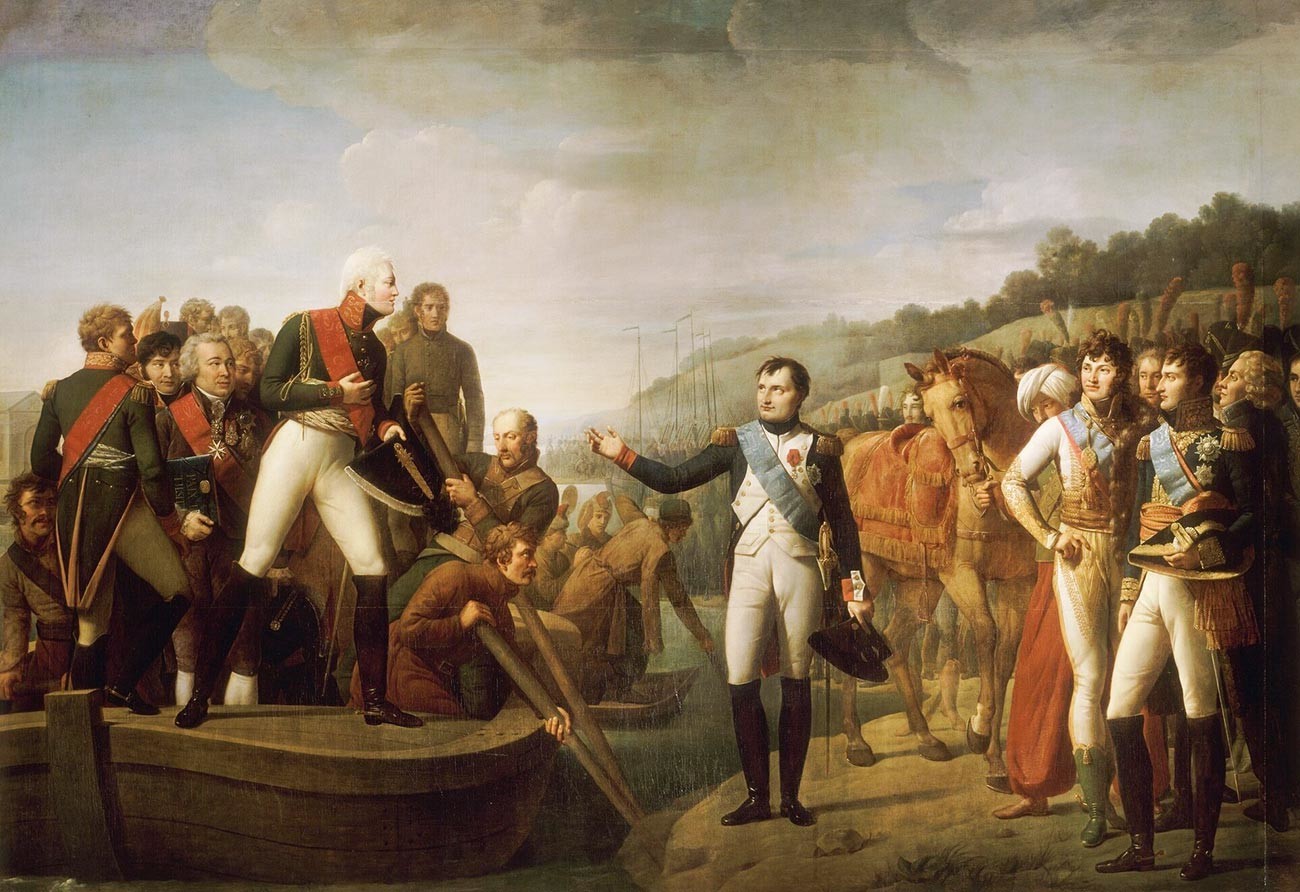 Прощание Наполеона I и Александра I после встречи в Тильзите 9 июля 1807 года.