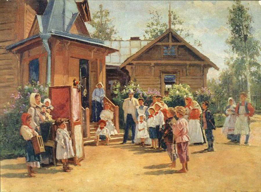 Vladimir Makovski. Spectacle de marionnettes aux datchas, 1908
