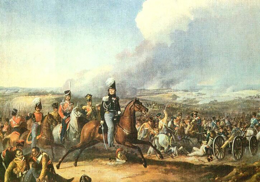 Auguste-Joseph Desarnod. Ataque da Cavalaria Uvarov em Borodinó
