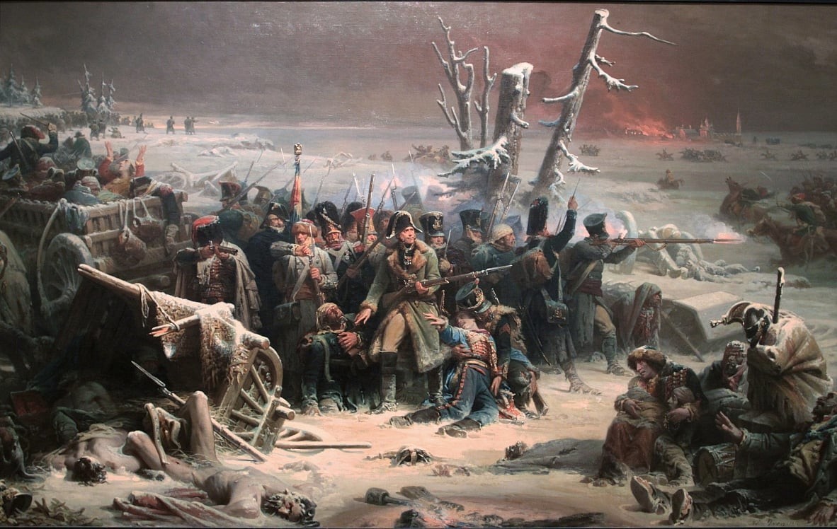 Marshal Ney membantu pasukan belakang Prancis selama penarikan pasukan dari Moskow.