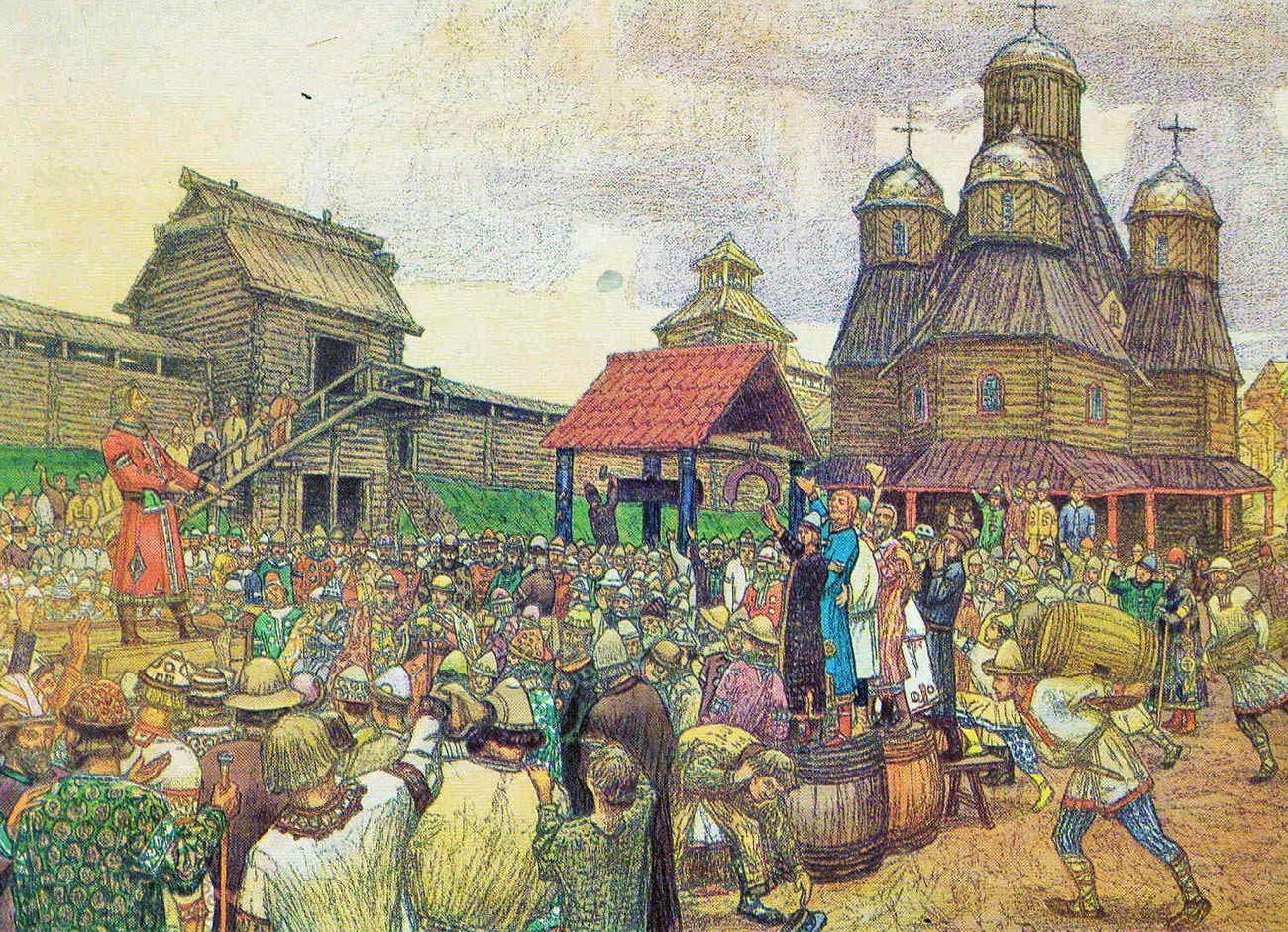 Viétché de Pskov, par le peintre Apollinaire Vasnetsov