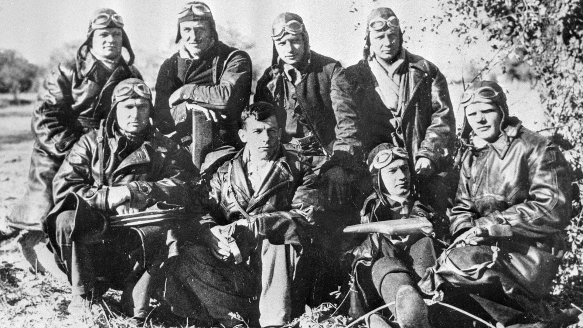 Pilotos soviéticos cerca de Madrid.
