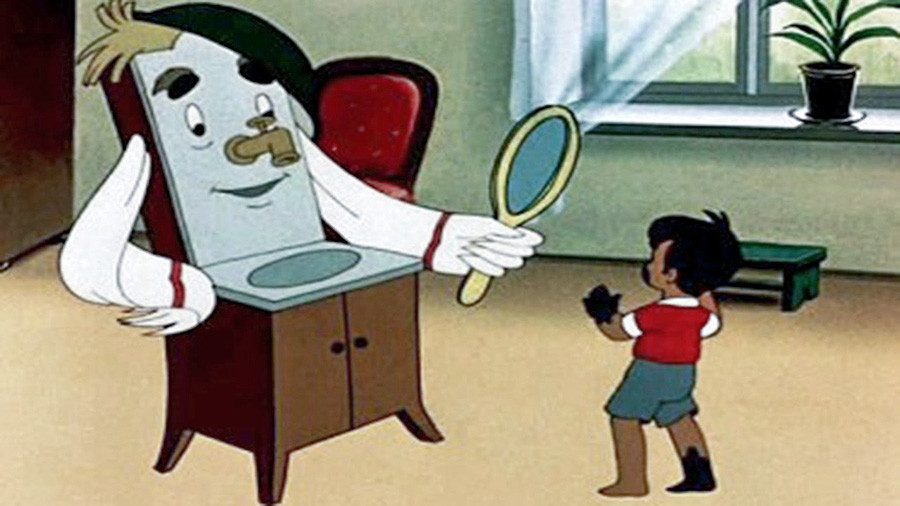 Sebuah adegan dari film kartun Soviet tentang kebersihan.