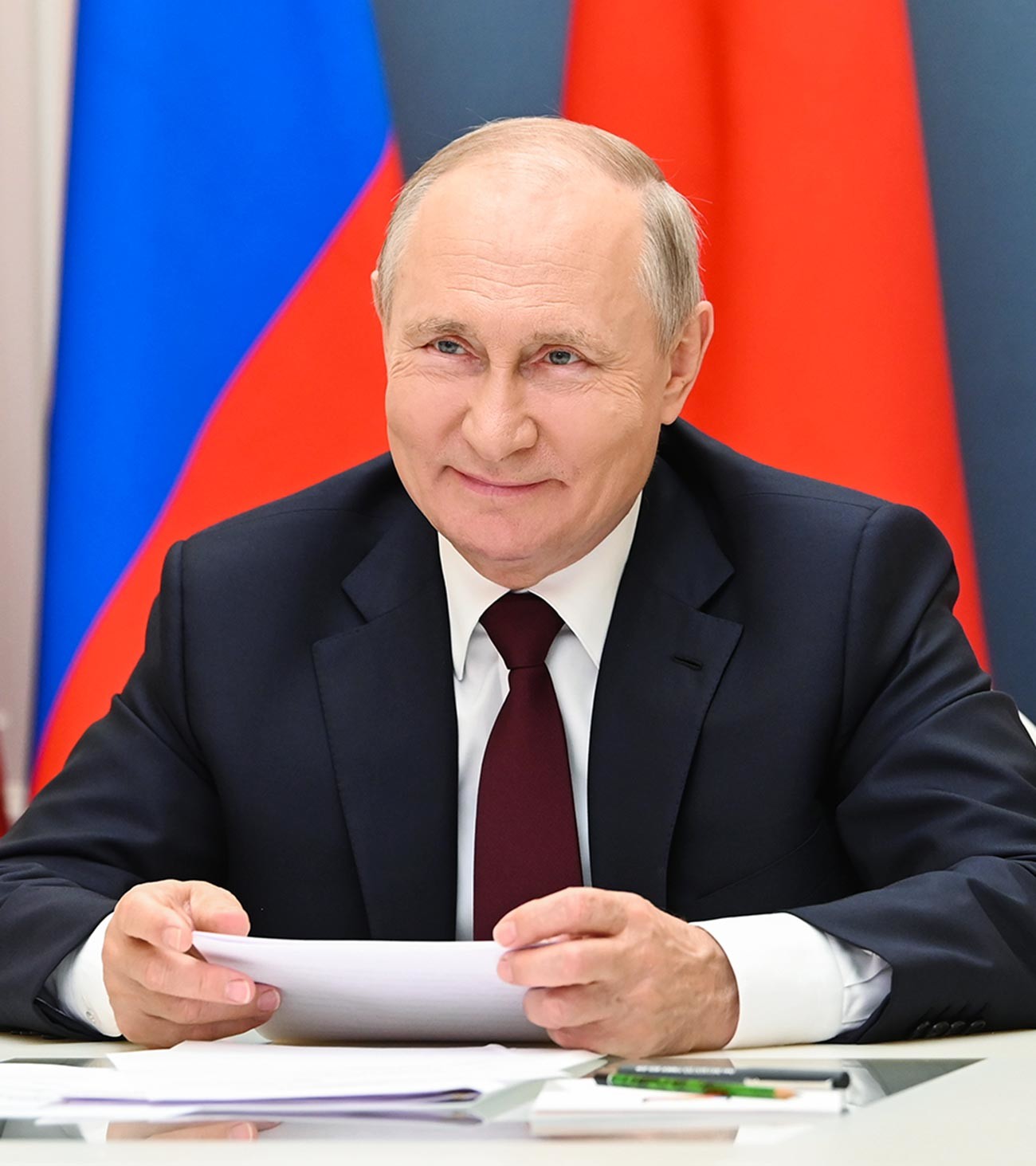 June 28, 2021. Russian President Vladimir Putin during a videoconference conversation with Chinese President Xi Jinping.