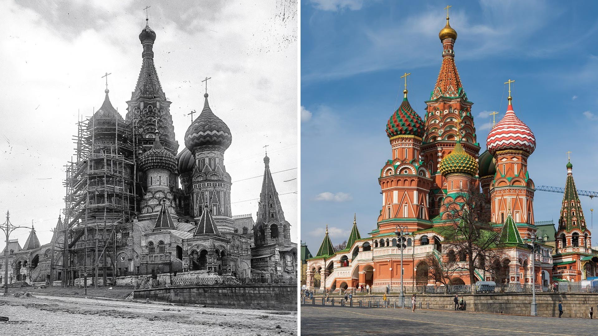 Zeitreise: Die Basilius-Kathedrale vor 100 Jahren und heute - Russia ...