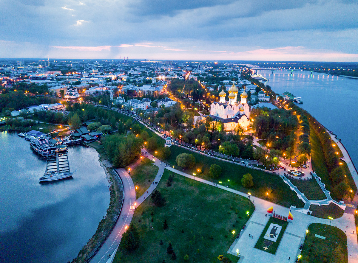 The Assumption Cathedral at the arrow of the Volga and Kotorosl rivers in Yaroslavl
