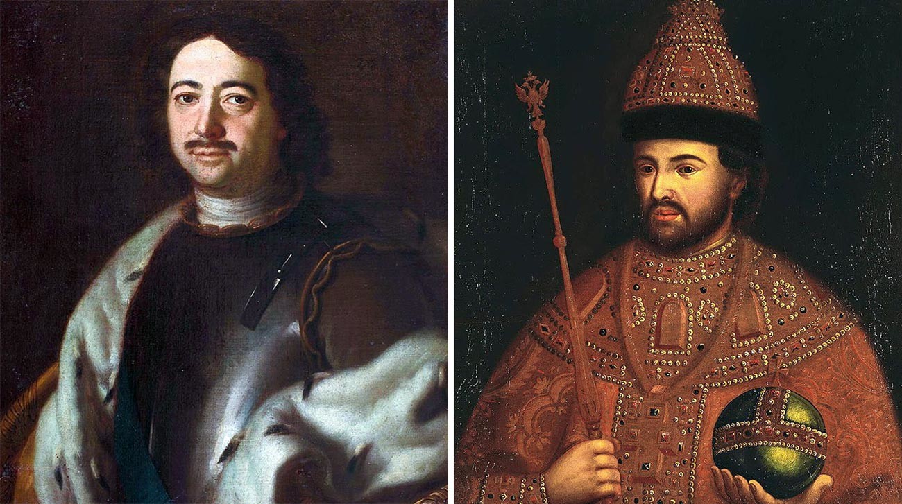 Pierre Ier (à gauche) et Ivan V (à droite)